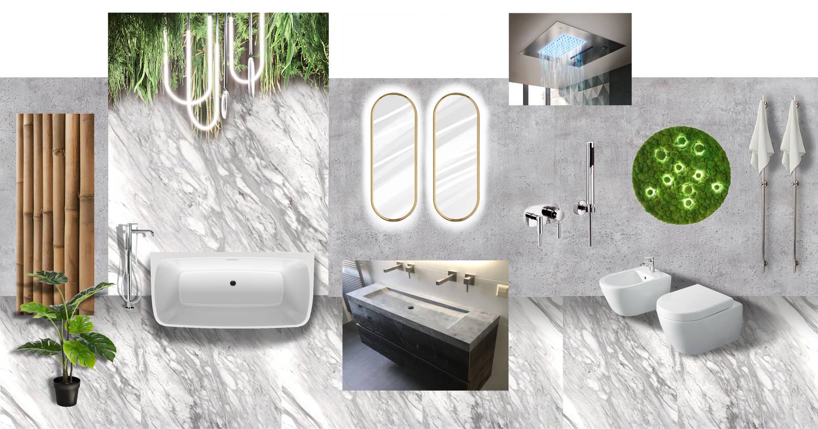 Коллаж-концепция ванной комнаты