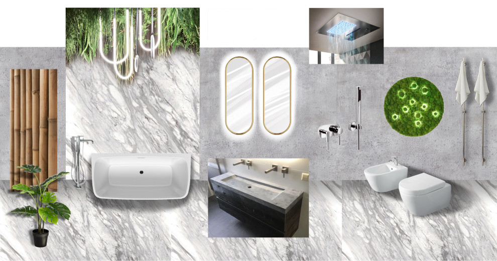 Коллаж-концепция ванной комнаты