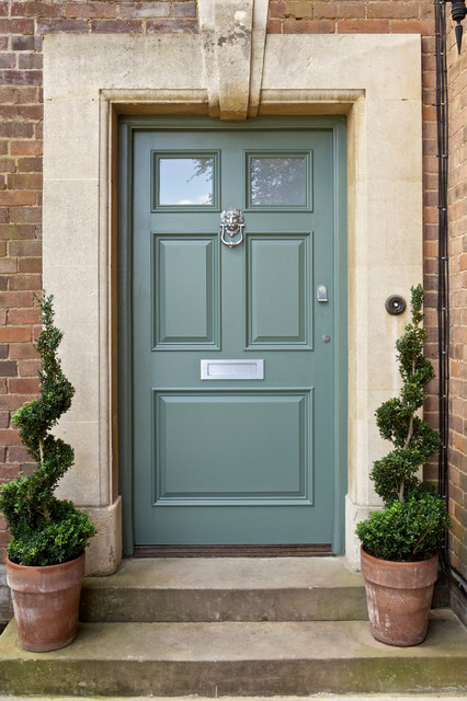 teal green front door