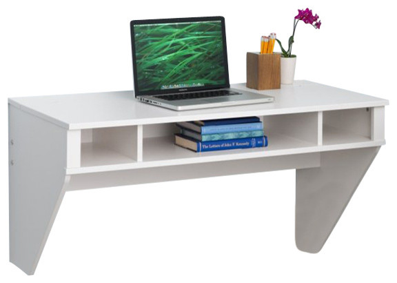 Prepac Designer Floating Desk Transitional Desks And Hutches Prepac Designer Floating Desk In Fresh White Finish