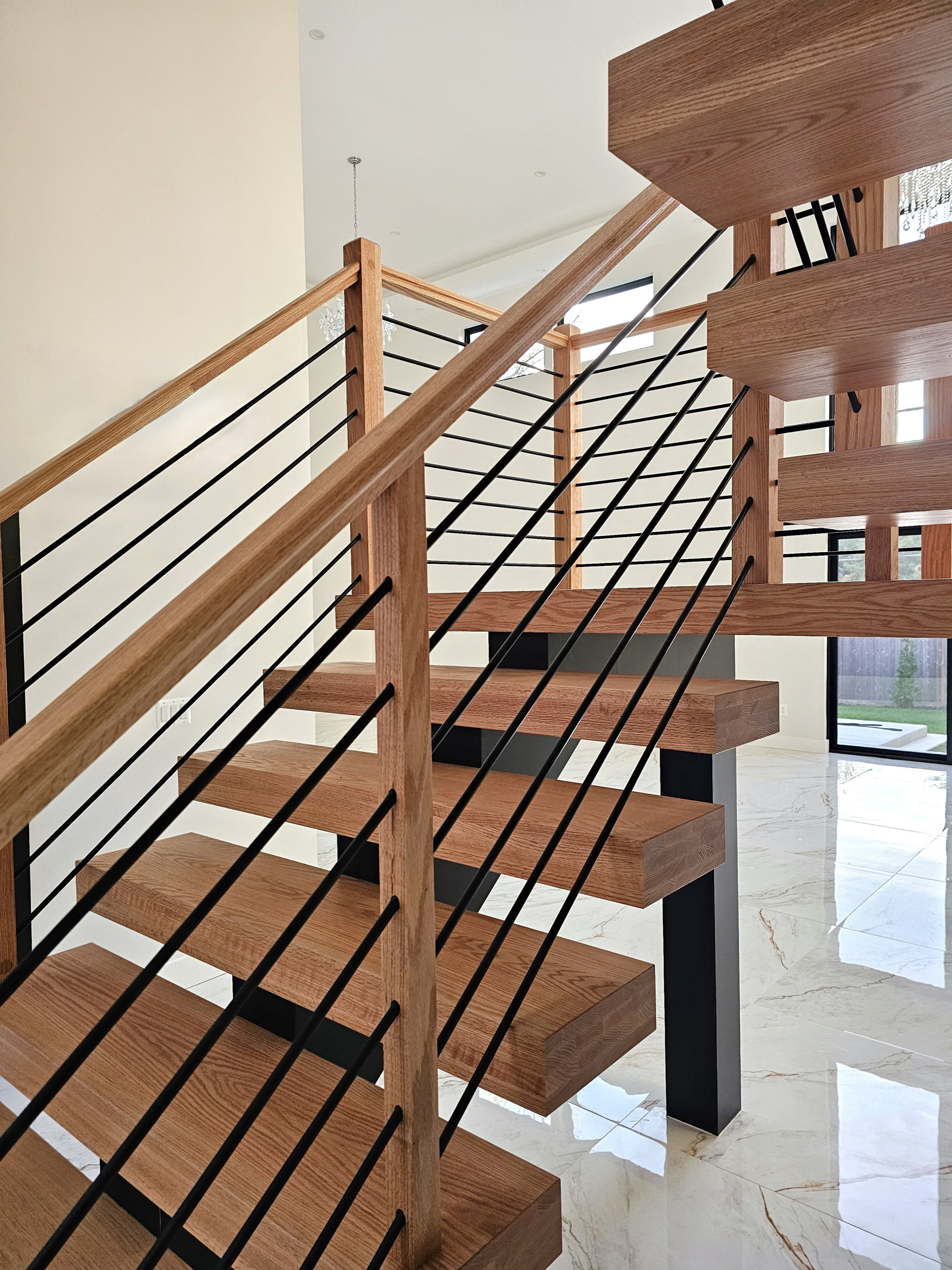 143_Modern Floating Red Oak and Metal Staircase, Sterling, VA