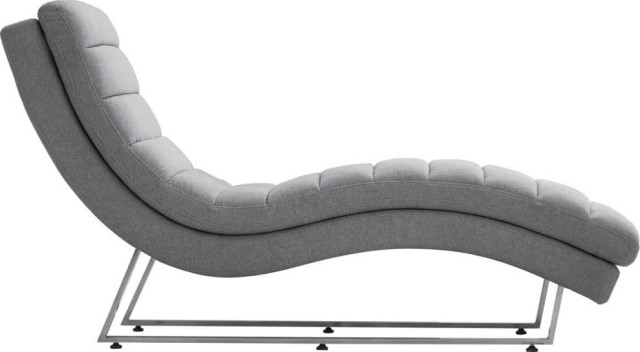 Meredith Modern Contemporary Plush Gray Fabric Lounge Chaise