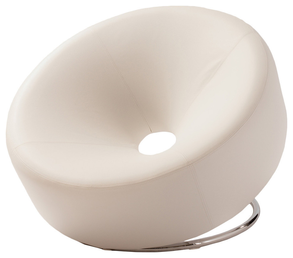 GDF Studio Nouvelle Design Leather Accent Chair, White