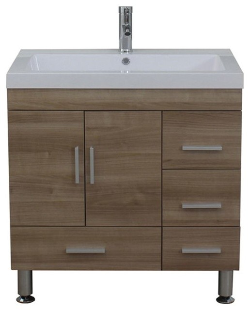 Greenville 30" Single Modern Bathroom Vanity Light Oak Contemporary