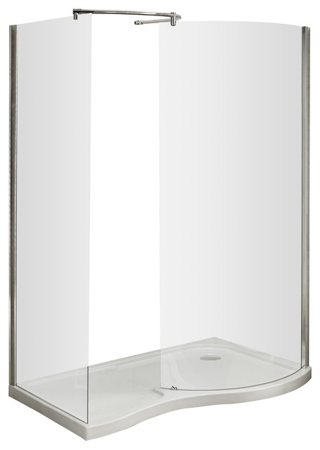 Pacific Curved Walk-In Shower Enclosure With Polished Chrome Frame