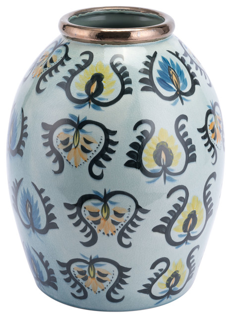 Zuo Modern A11435 Fringe Ceramic Paisley Temple Jar