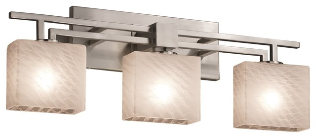 Justice Designs Fusion Aero 3 Light Bath Bar Brushed Nickel Transitional Bathroom Vanity Lighting By Better Living Store