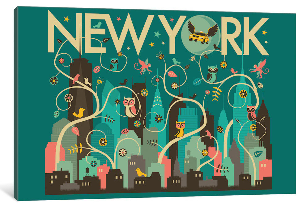 "Wild New York" Print by Jazzberry Blue, 26"x18"x1.5"