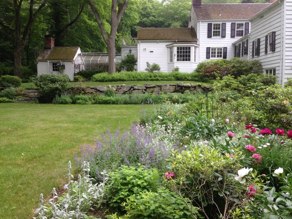 Estate Perennial Garden planted and maintained by Peter Atkins and Associates, LLC. Located in Bedford, NY. This house in on the historical registry and is surrounded by Nature Conservancy Land.