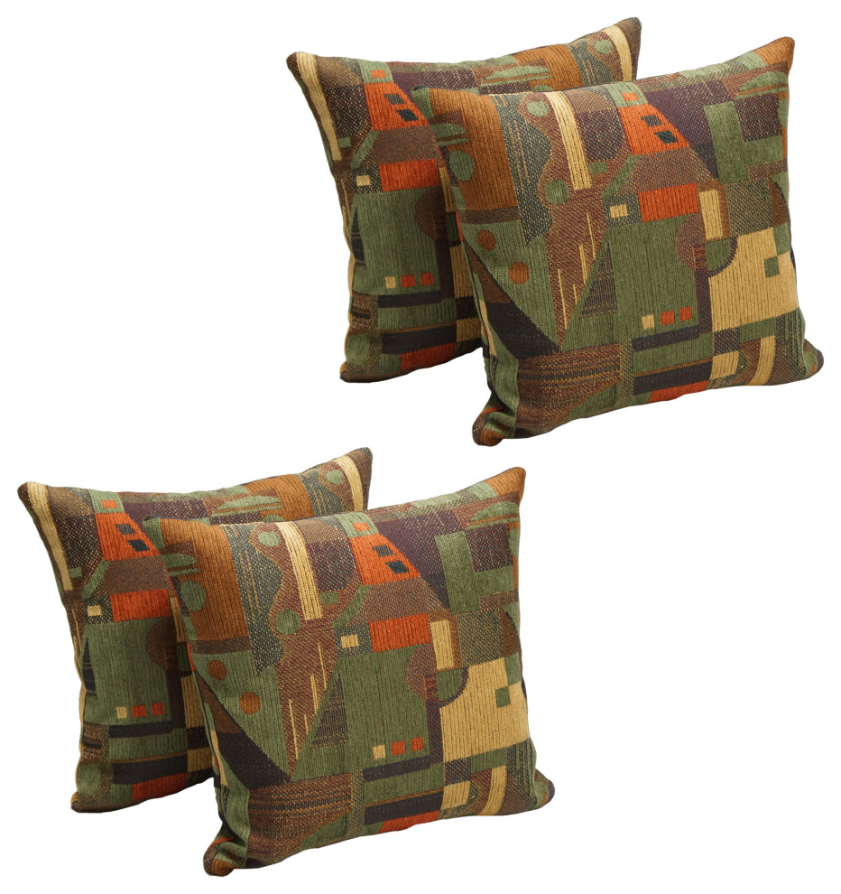 17" Tapestry Throw Pillows With Inserts, Set of 4, Tate Orange