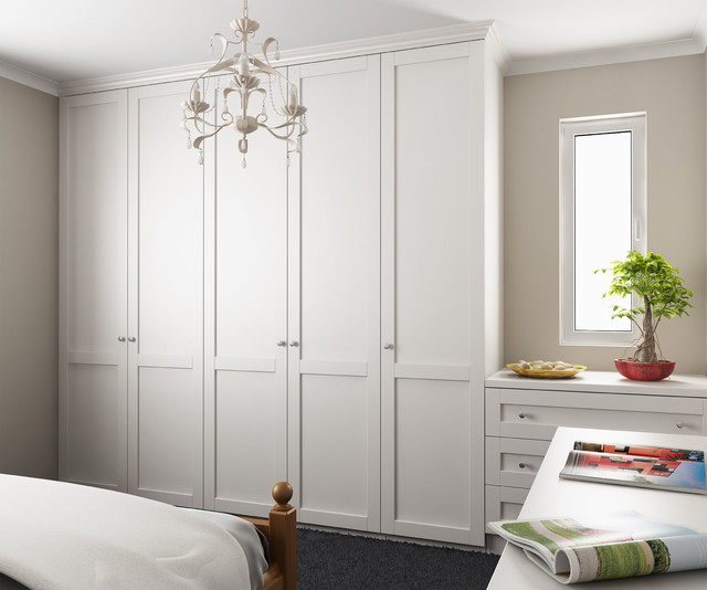 Shaker Style Wardrobe With Painted Doors Traditional