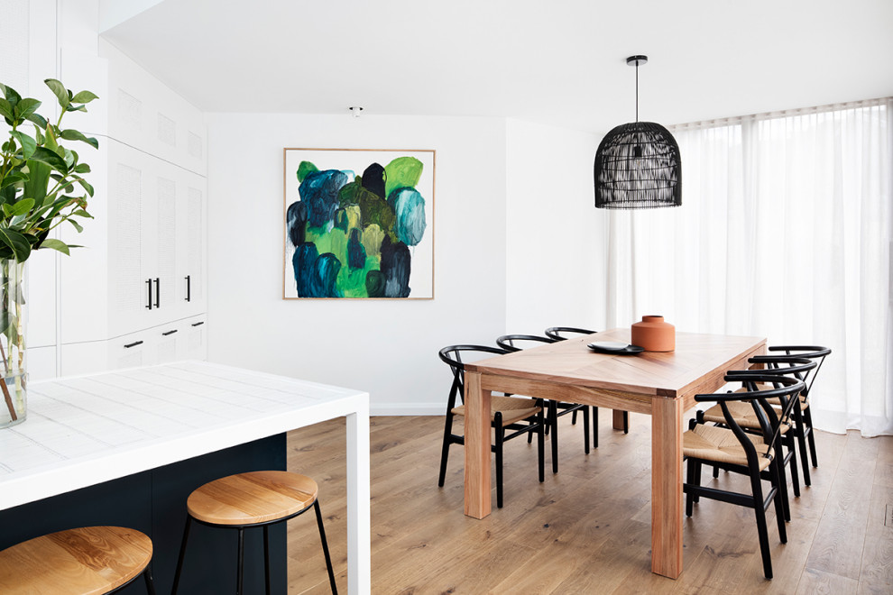 Photo of a scandinavian dining room in Melbourne.