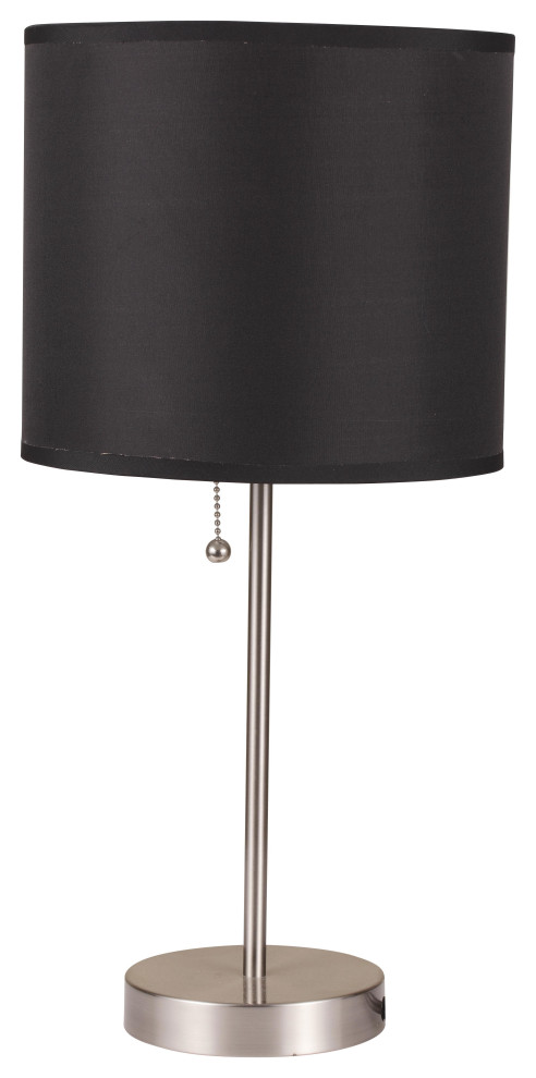 Vassy, Table Lamp, Set-2 Black Shade & Brush Silver