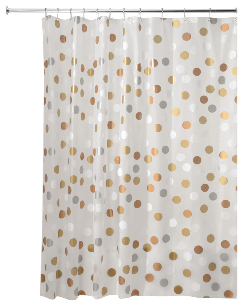 iDesign Gilly Dot PEVA Shower Curtain, 72"x72", Metallic