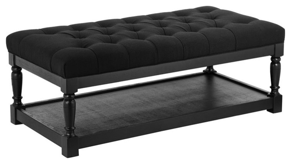 American Home Classic Athena Rectangular Fabric and Wood Coffee Table