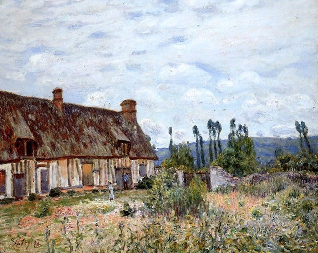 Alfred Sisley Abandoned Cottage, 20"x25" Wall Decal, 20x25 Farmhouse