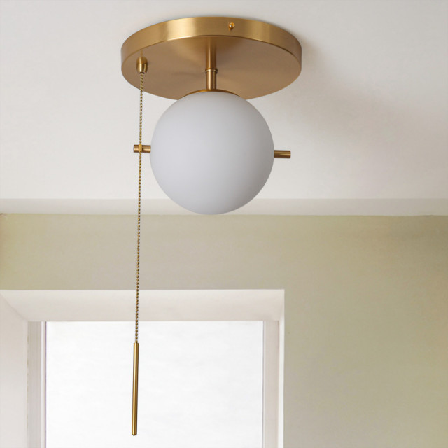 Curated visual reference: Gallery Detail: Gidu Modern Pull Chain Ceiling Light Globe Glass Shade Semi
