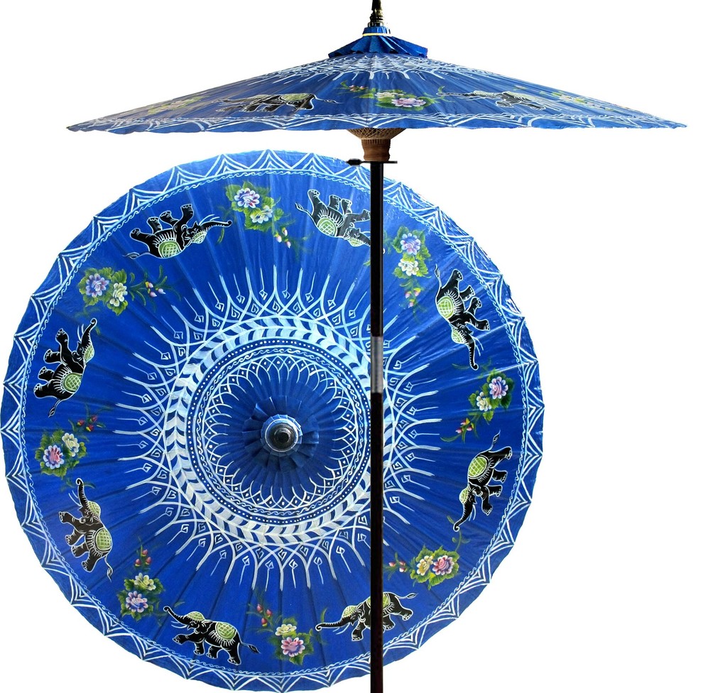 Asian Elephants Outdoor Patio Umbrella Asian Outdoor Umbrellas by