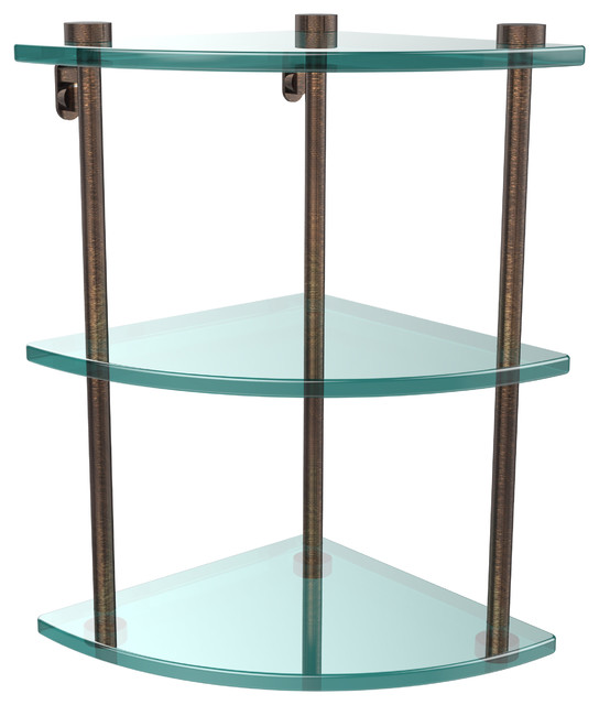Three Tier Corner Glass Shelf Contemporary Display And Wall Shelves