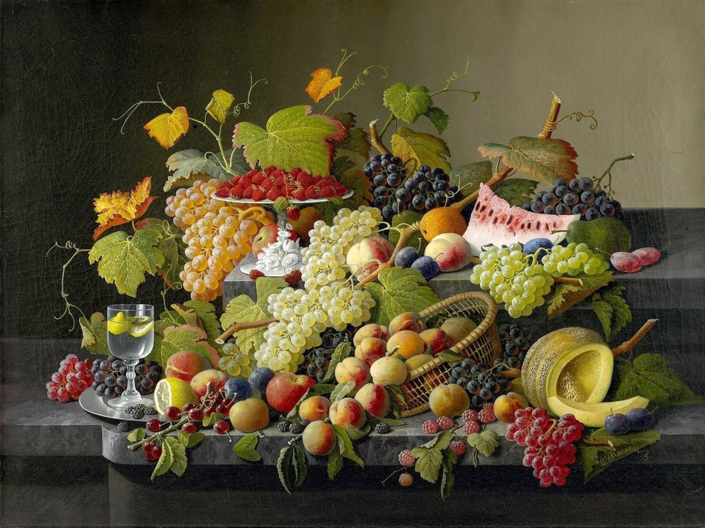 Tile Mural, Abundant Fruit By Severin Roesen Ceramic, Glossy