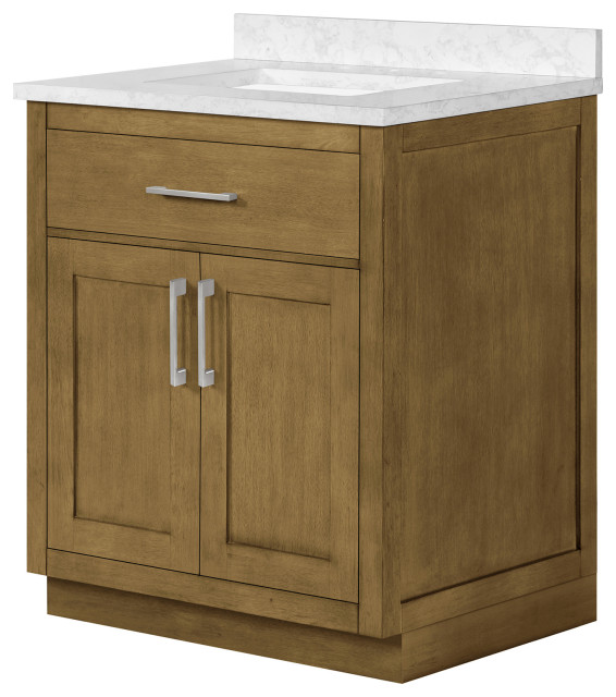 OVE Decors Athea 30" Vanity, Brushed Nickel, Extra Black Hardware, 30" - Transitional - Bathroom ...