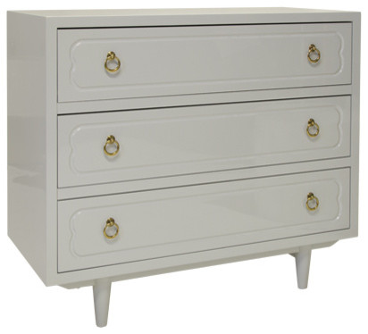 Worlds Away Gray Lacquer 3-Drawer Chest MEREDITH GRY