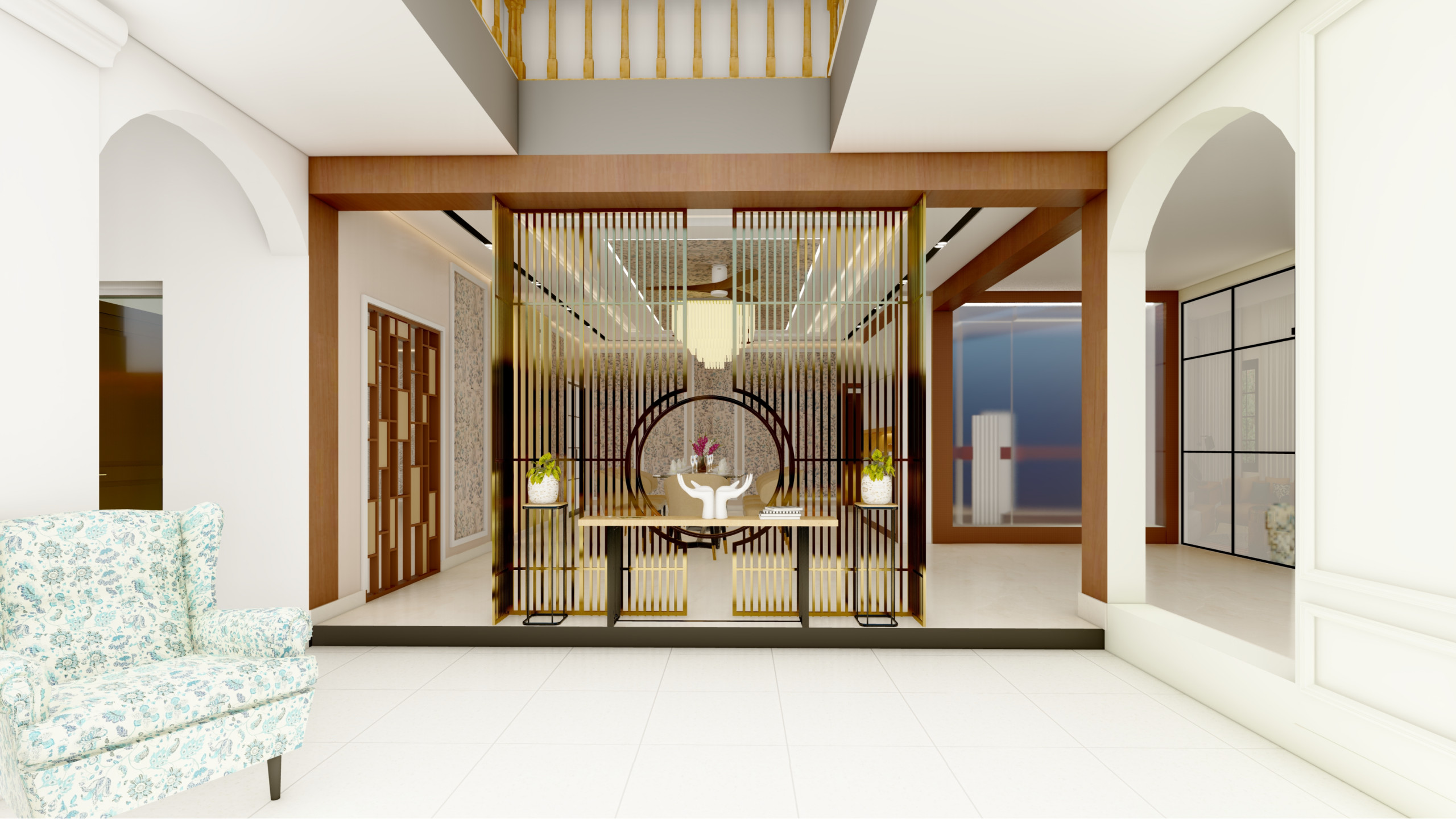 Art Deco Style Dining Room with Glamorous Gold Elements in Kingswood