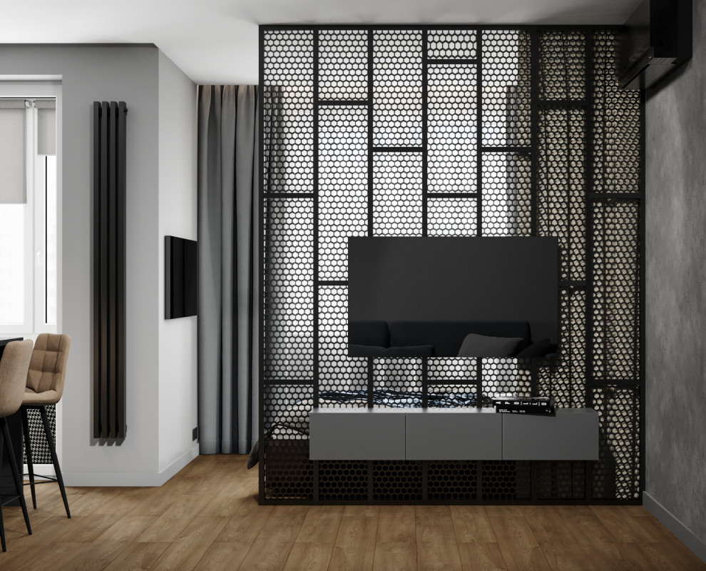 Студия в тёмных тонах для молодого человека