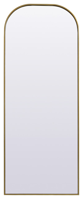 Metal Frame Arch Full Length Mirror 28X74 Inch, Brass