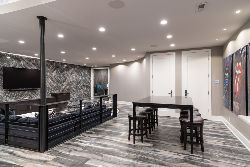 Modern Style Custom Basement | Sterling Ridge