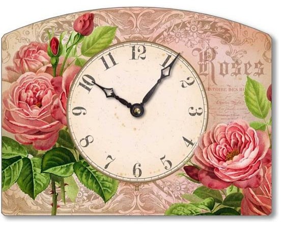 Victorian-Style Pink Roses Tabletop Clock - Traditional - Wall Clocks ...