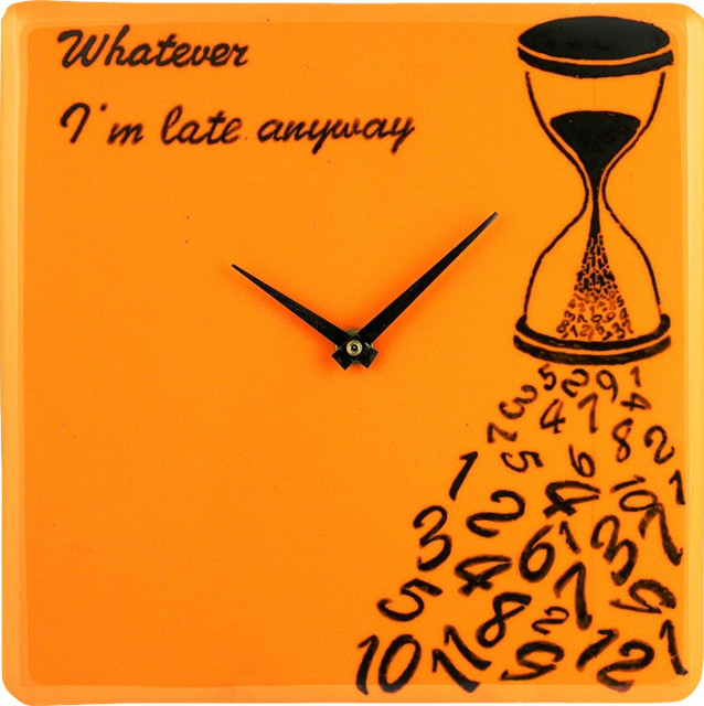 Whatever I'm Late Anyway Oval Blue Wall Clock 