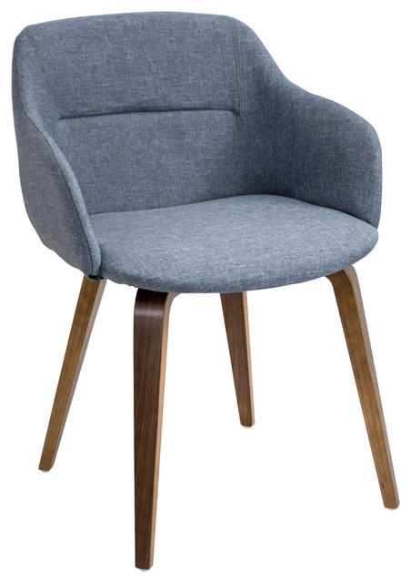 Lumisource Campania Mid Century Modern Chair In Walnut Wood Campania Mid Century Modern Chair In Walnut Wood Blue Fabric Midcentury Armchairs