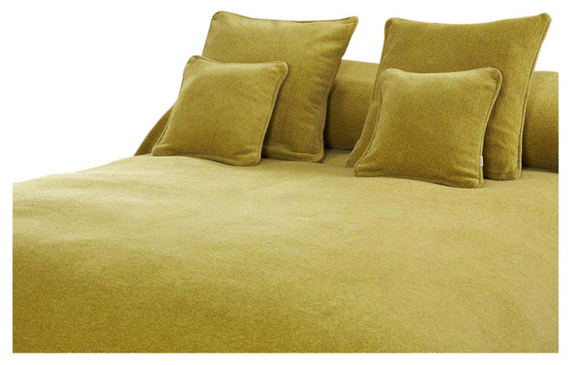 Melange Chenille Bed Coverlet Acid Yellow Twin Contemporary