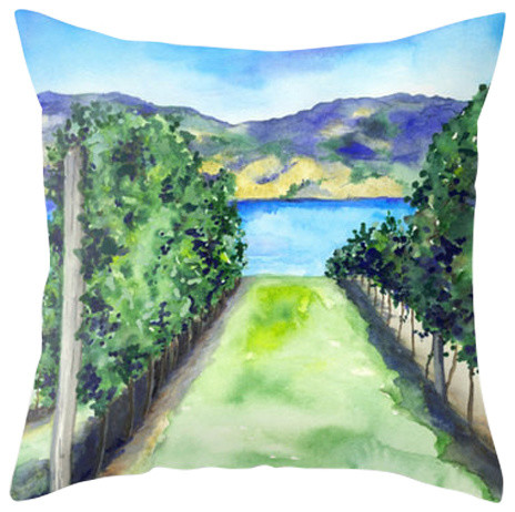 Decorative Pillow Cover, Between the Vines, Winery Painting, 18"x18"