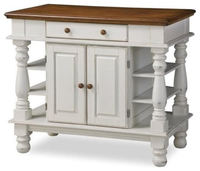 Bowery Hill Traditional Wood Kitchen Island in Off White/Oak