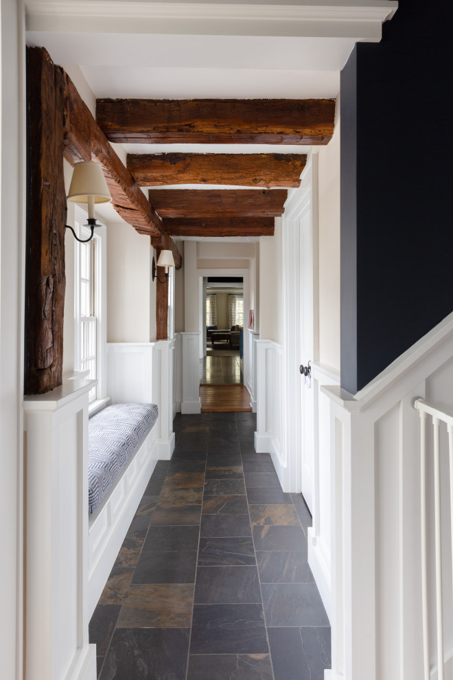 Inspiration for a farmhouse hallway remodel in Boston