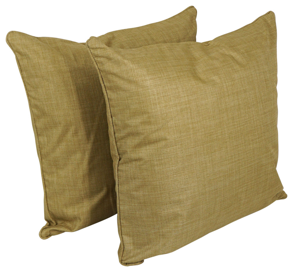 25" Double-Corded Polyester Square Floor Pillows With Inserts, Set of 2, Wheat