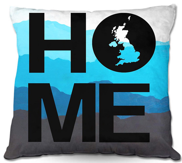 Outdoor Pillow Home United Kingdom Turq, 18"x18"