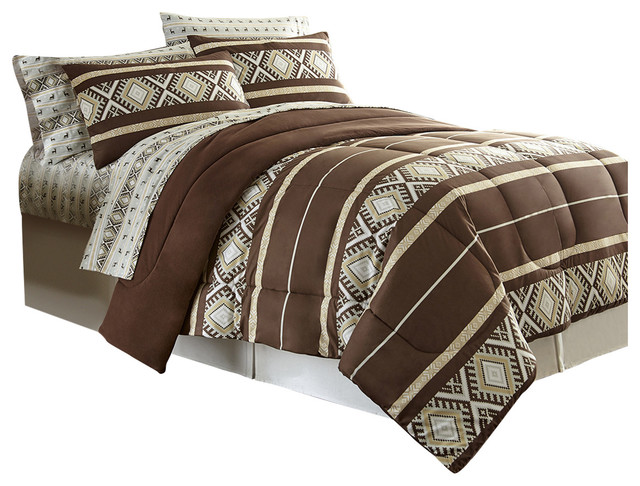 Reindeer Stripe Micro Flannel Comforter Set Contemporary