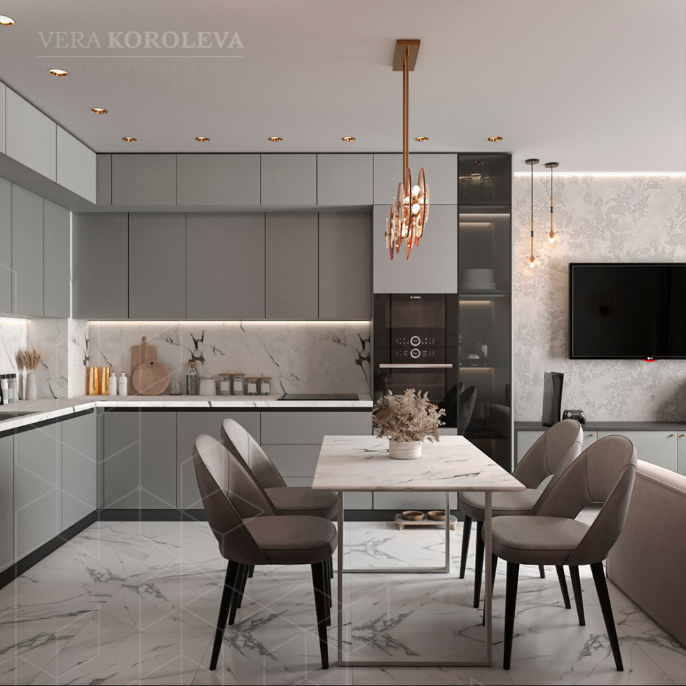 Дизайн-проект двухкомнатной  квартиры с золотыми акцентами в ЖК "Q-Мир"