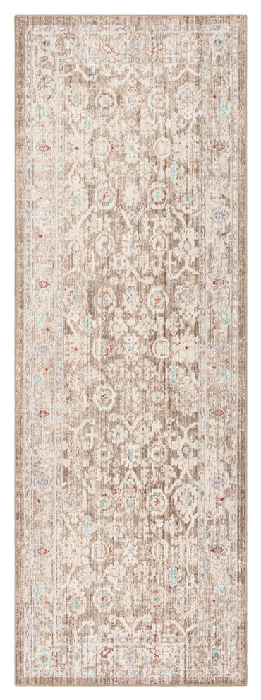 Safavieh Windsor Collection WDS325 Rug, Brown/Ivory, 3' X 8'