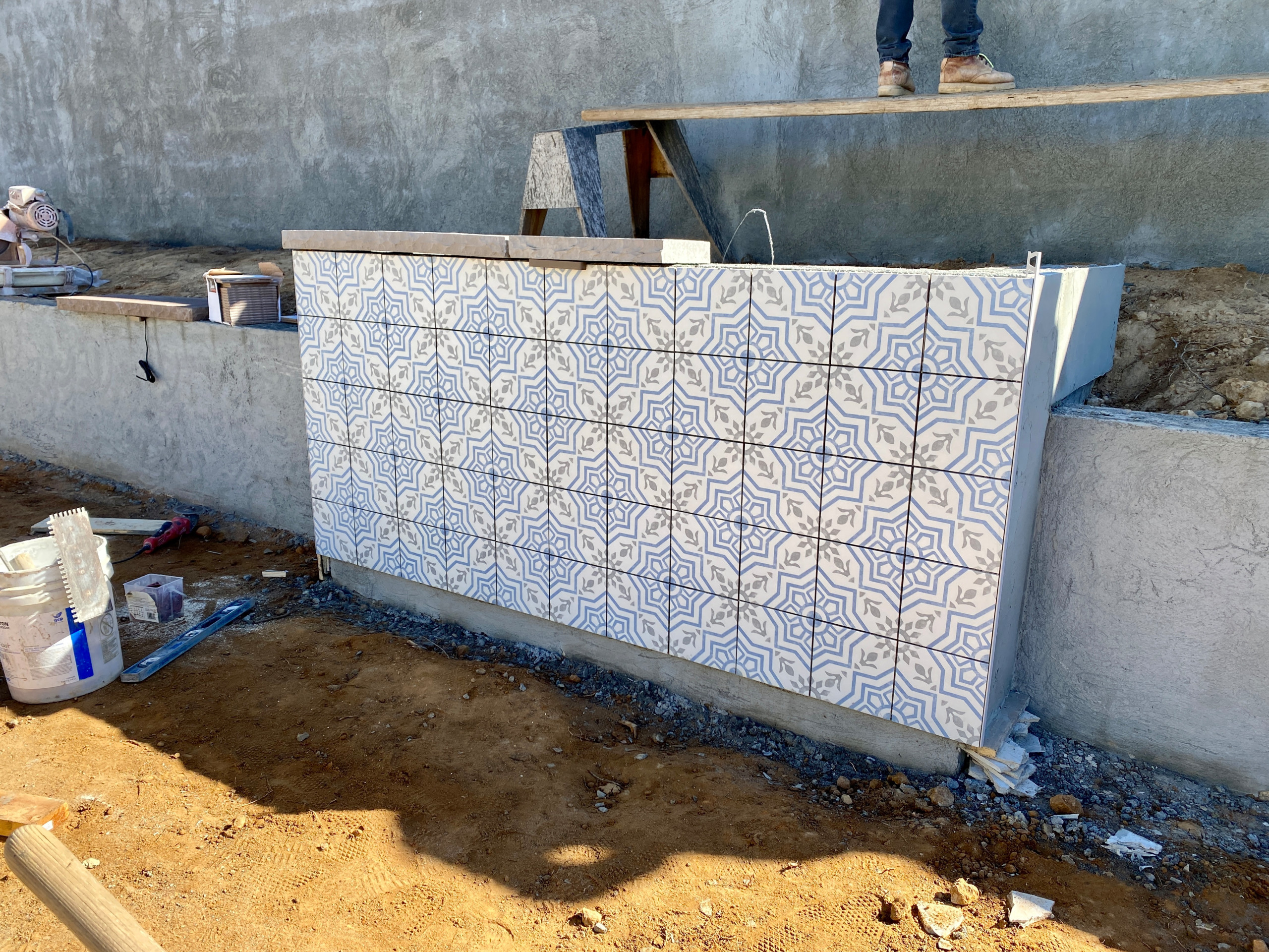 Installing Deco Pattern Tile on a Wall in La Jolla
