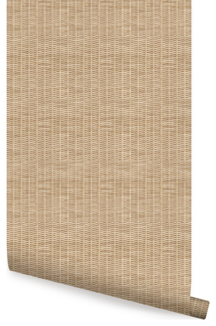 Rattan Weave Look Peel and Stick Vinyl Wallpaper, 24" X 60" - Tropical