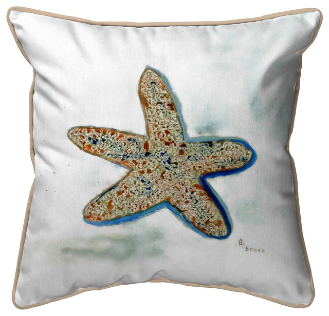 Betsy Drake Betsy's Starfish Extra Large 22 X 22 Indoor / Outdoor White Pillow