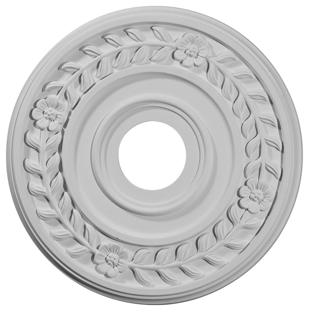 21 1/8"OD x 3 5/8"ID x 7/8"P Wreath Ceiling Medallion, Fits Canopies up to 6"