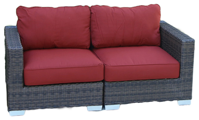 Malibu Sectional Love Seat Outdoor Patio Furniture Wicker Rattan Resin