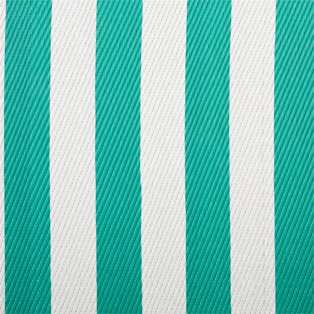 Aqua Blue and White Stripe Resin Outdoor Rug 4X6 Beach Style
