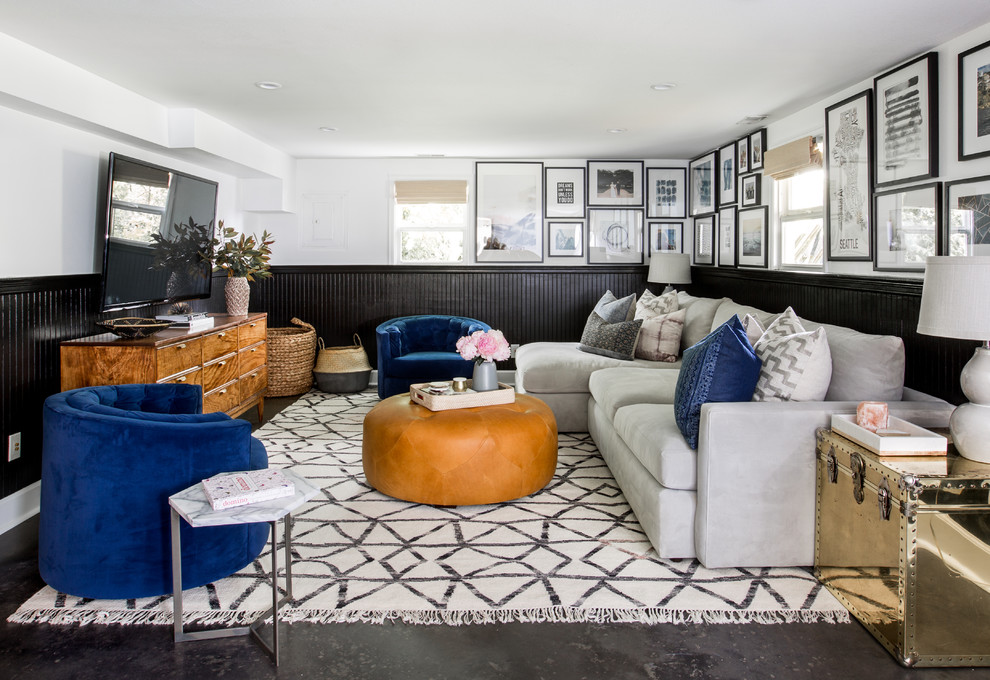 Eclectic basement photo in Seattle