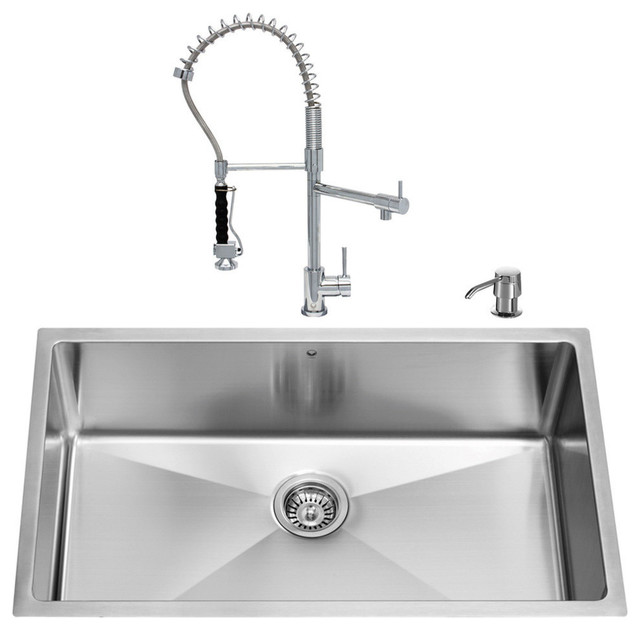 VIGO AllinOne Undermount Stainless Steel Kitchen, Chrome Faucet Set